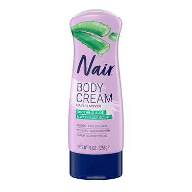 Nair Hair Removal Body Cream With Aloe and Water Lily Leg and Body Hair Remover 9 Oz Bottle