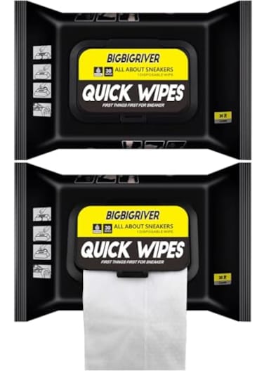 BIGBIGRIVER Shoe wipes 2 Pack 60 Pcs Sneaker Wipes Cleaner Quick Wipes Travel Portable Removes Dirt Stains