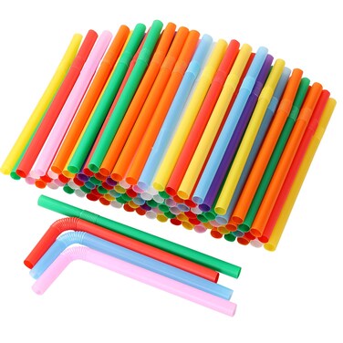 Flexible Jumbo Wide Straws Disposable Plastic Twists Milkshake Drinking Straws Bendy Smoothie Straws Assorted Colors  Great for Parties Carnivals Fun 83 inch 200 Count