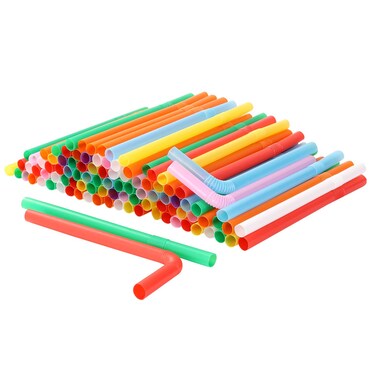 Flexible Jumbo Wide Straws Disposable Plastic Twists Milkshake Drinking Straws Bendy Smoothie Straws Assorted Colors  Great for Parties Carnivals Fun 83 inch 100 Count