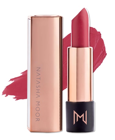 NATASHA MOOR Silk Suede Lipstick for Women  LongLasting Waterproof Lipstick with Hydrating SemiMatte Finish  Creamy CrueltyFree  Highly Pigmented with Mirror  24Hour Stay Power AMBITION