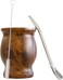 LA FEE Yerba Mate Natural GourdTea Cup Set Brown Original Traditional Mate Cup  8 OuncesIncludes Yerba Mate Straw  Cleaning BrushStainless Steel  DoubleWalled  Easy to Clean Brown