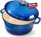 Mueller 6qt Enameled Cast Iron Dutch Oven HeavyDuty Casserole and Braiser Pan with Lid and Knob Safe for All Cooktops  Blue