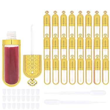 COSIDEA 24 PCS Refillable Empty 5ml GOLD Crown Lip Gloss Tubes with WandCute Lipgloss Containers DIY Lip Gloss Making Kit Container Bulk Wholesale