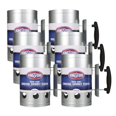 Kingsford Heavy Duty Deluxe Charcoal Chimney Starter  BBQ Chimney Starter for Charcoal Grill and Barbecues Compact Easy to Use Chimney Starters and BBQ Grill Tools  6 Pack