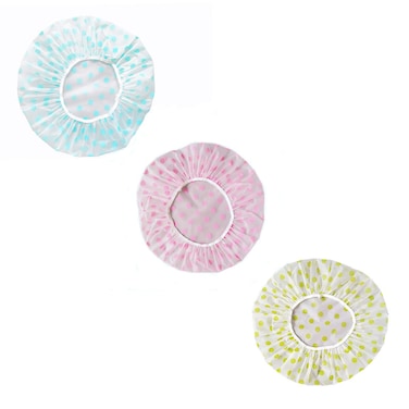 Anata U 8 Waterproof Shower Caps Reusable EVA Plastic Cap Elastic Ring Protective Hair Cap for or Travel Yellow