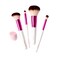 Ruby Kisses Makeup Brushes Travel Size Complexion Brush Set Powder Angled Buffer Blending Concealer Brush and Blending Sponge Travel Friendly 5 PCS Set