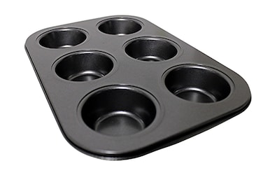 Dependable Industries inc Essentials Easy Release 6 Cup Cupcake and Muffin Pan Tray NonStick Carbon Steel Classic
