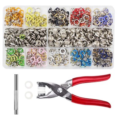 200 Sets Metal Snaps Buttons BetterJonny 95mm Snap Fasteners Rings Kit Tool with Fastener Pliers Press Tool Kit for Sewing Crafting 10 Colors