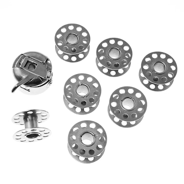 ZRME Sewing Machine Bobbin Cases with 7pcs Iron Sewing Machine Bobbins for Home Sewing Machine DIY Needlework Sewing Accessories Silver