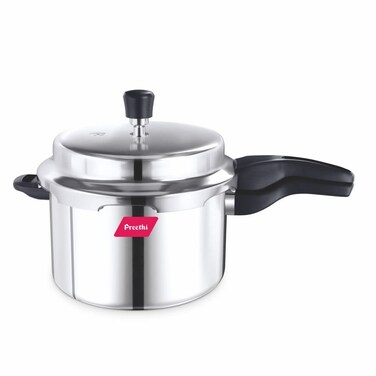 Preethi Induction Base Stainless Steel Outer Lid Pressure Cooker 5 Litres Silver