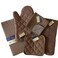 Kitchen Towel Set with 2 Quilted Pot Holders Oven Mitt Dish Towel Dish Drying Mat 2 Microfiber Scrubbing Dishcloths Toffee
