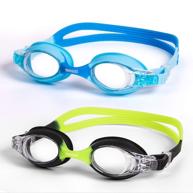 COPOZZ Kids Swimming Goggles Anti Fog UV Protection No Leak Soft Silicone Frame for Kid Toddler Boys Girls2Pack BlueGreen