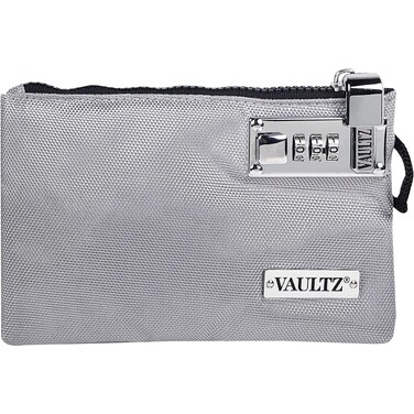 Vaultz Money Bag with Lock  7 x 10 Inches Men  Womens Locking Accessories Pouch for Cash Bank Deposits Wallet Medicine Phone and Credit Cards  Gray