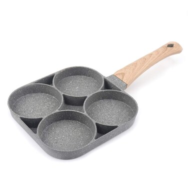 4Cup Non Stick Egg Frying Pan  Omelette Pan Egg Pan Pancake Aluminium Alloy Fried Egg Cooker Skillet With Wood Handle