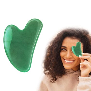 KEYTOLUCK Gua Sha Scraping Massage Tools Green Gua Sha Facial Tool Massager for Face Eyes Neck Body Muscle Relaxing and Relieve Fine Lines and Wrinkles