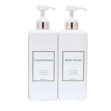 Empty Plastic Pump Bottles Square Shampoo Bottle Conditioner Soap Lotion Refillable BPA Free for Body Wash Moisturizer Face Cream Liquid Hand Soap SelfTanner SilverWhite