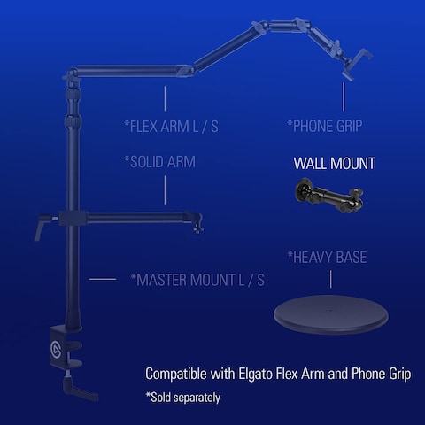 Elgato Wall Mount  Horizontal Articulated Arm with 14 Inch Thread for Easy Mounting and Adjusting of Lights Cameras and Microphones Perfect for Streaming Videoconferencing StudiosBlack