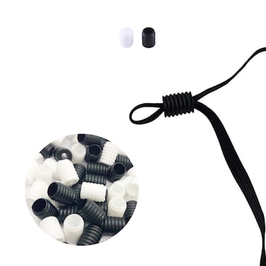 Grohvicy Cord Locks Silicone Toggles for Drawstrings Elastic Cord Adjuster Non Slip Stopper 100pcs 50 Black and 50 White