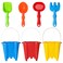 Holady 7 Pack Sand Castles Beach Buckets and Shovel SetSand Bucket Water Bucket for Beach Fun Great Summer Party Accessory