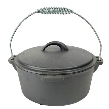Cuisiland Preseasoned 45 Quarts Cast Iron Dome Lid Flat Bottom Dutch Oven