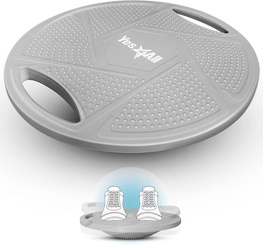 Yes4All Premium Wobble Core 1634 inch Round Balance Board for Standing Desk Core Training Home Gym Workout Hex Design  Gray