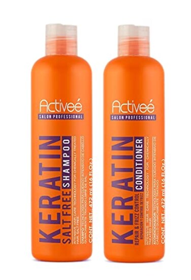 Keratin Hair Shampoo and Conditioner Kit 16 oz  Keratinstraightened and chemically treated hair by Activee Professional