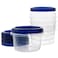 PLASTICPRO 16 oz 5 Pack Deli Containers Clear bottom With blue Top Twist on Lids Reusable Stackable Food Storage Freezer Container