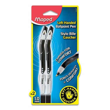Maped  Visio LeftHanded QuickDrying Ballpoint Pen  Left Handed  Innovative Black 2 unit