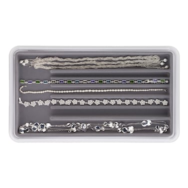 Neatnix Stax Jewelry Necklace Organizer Tray Pearl Grey 16 x 9 x 15 inches