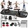 LALAHIGH Home Workout Equiptment Portable Exercise Push Up Board Strength Training Sets with Pilate Bar  20 Fitness Accessories with Resistanve Bands  Ab Roller Wheel  Full Body Workout