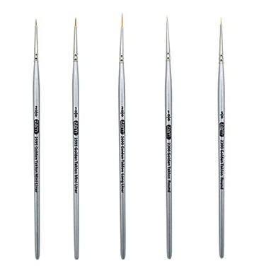 ZEM Brush Golden Taklon Mini Detail Brush Set Liner 200 Mini Liners 200 100 Details 100 50