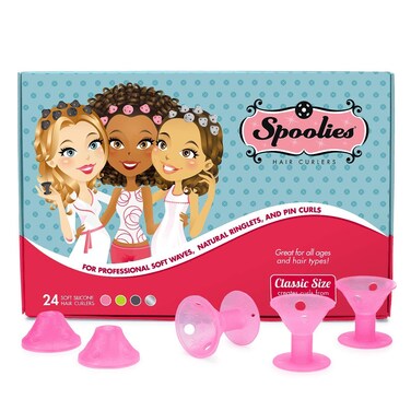Spoolies Original Heatless Hair Curlers Medium Playful Pink
