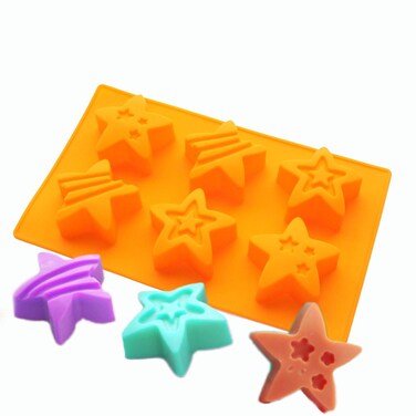 XHaibei Super Rock Stars Soap Making Silicone Mold Chocolate Jello Cake Ice Cream Crayon Resin Pan Dia 28inch 2oz per Cell