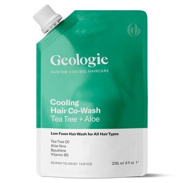Geologie Cooling Hair CoWash  4in1 Hair Cleanser Conditioner Mask  Serum  Tea Tree Oil Aloe Vera Squalane  Vitamin B5 Formula For Men  Women  EcoFriendly Pouch 84 Less Plastic