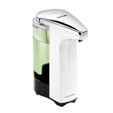 simplehuman 8 oz TouchFree Sensor Liquid Soap Pump Dispenser with Soap Sample White