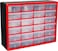 AkroMils 10124 24Drawer Plastic Drawer Storage Cabinet for Garage Organization Bead Organizer Lego Storage Teacher Toolbox Makeup Organizer and More 20Inch W x 6Inch D x 16Inch H Red