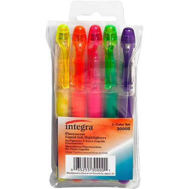 Integra Liquid Ink Highlighter Chisel Tip 5Set Assorted ITA30000