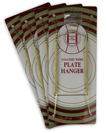 Brass Vinyl Coated Plate Hanger 10 to 14 Inch Pack of 4 Hangers  Plate Hangers for The Wall
