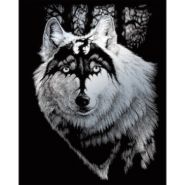 ROYAL BRUSH Silver Foil Engraving Art Kit 8 by 10Inch Dragon Wolf Black
