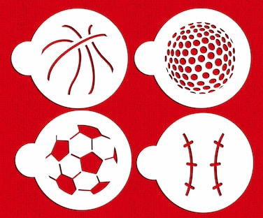 Designer Stencils Large Sports Ball Cookie Stencils Basketball  Golf  Soccer  Baseball  Beigesemitransparent