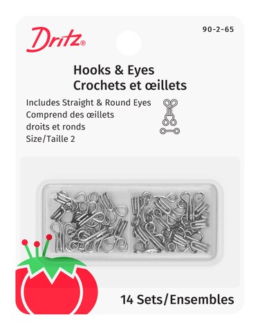 Dritz Nickel Hooks  Eyes Size 2