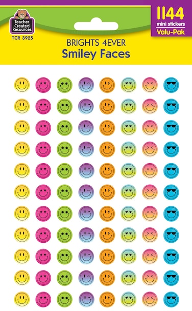 Teacher Created Resources Brights 4Ever Smiley Faces Mini Stickers ValuPak