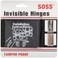 SOSS  100CUS26D Mortise Mount Invisible Hinges with 4 Holes Zinc Satin Chrome Finish 1 Leaf Height 38 Leaf Width 1532 Leaf Thickness 5 x 34 Screw Size 1 Pair