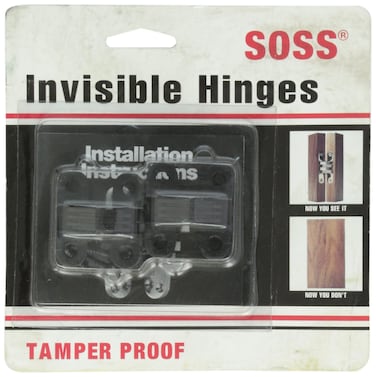SOSS 303 Zinc Invisible Hinge with Holes for Wood or Metal Applications Mortise Mounting Black ECoat Exterior Finish Pack of 2