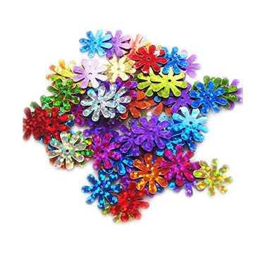 15mm Daisy Flower Shape Sequins Gold Silver Colors Red Blue Pink Purple Green Loose Sequins for Embroidery Applique Knitting Arts Crafts and Embellishment