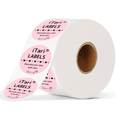 Itari 2 Inch Round Thermal Printer Sticker Labels  QR Code Labels for Storage Circle Label Stickers Thermal Paper Compatible with Etsy Shopify Ebay Amazon FedEx 750 PCSRoll Pink