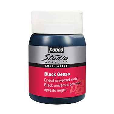 Pebeo Gesso Universal Primer Studio Acrylics Auxiliaries 500 ml Black 16 Fl Oz