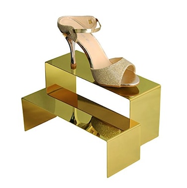 BNN Gold Color HighLow Size Metal Display Stand Riser Shoe Display Riser Set of 2