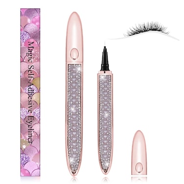 CRINSLY 2022 Upgraded Black Eyelash Glue Pen SelfAdhesive 2 in 2 Eyeliner for Normal False Lashes LongLasting Eye Liner for Sensitive EyesClear